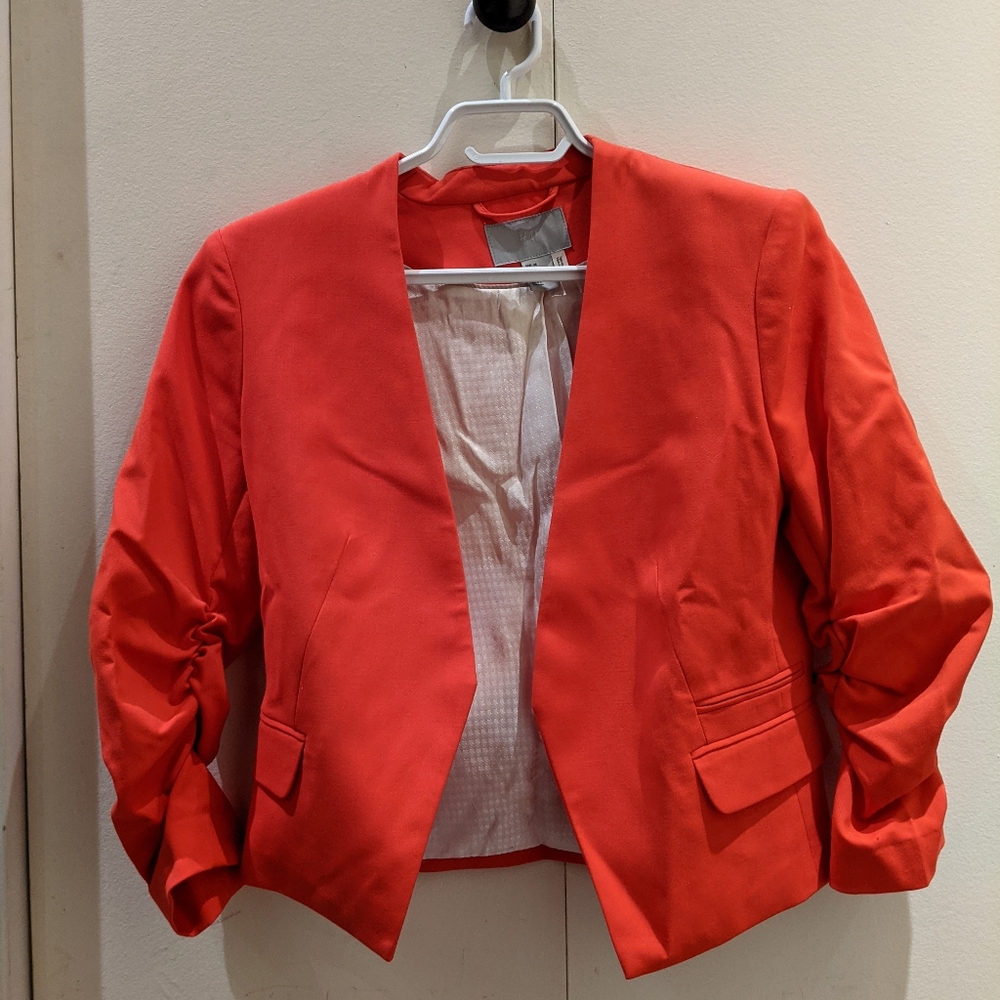 Bright red cropped blazer